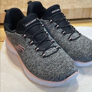 Skechers Black and Pink Knit Sneakers